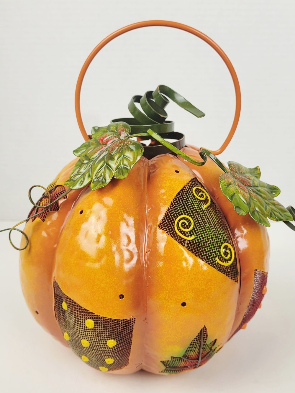 Home Interiors Metal Pumpkin Candle Holder~Halloween Harvest Thanksgiving